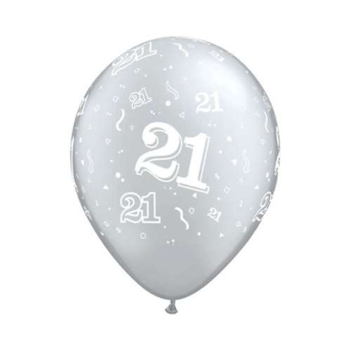 Number 21 Balloons - Silver - Click Image to Close